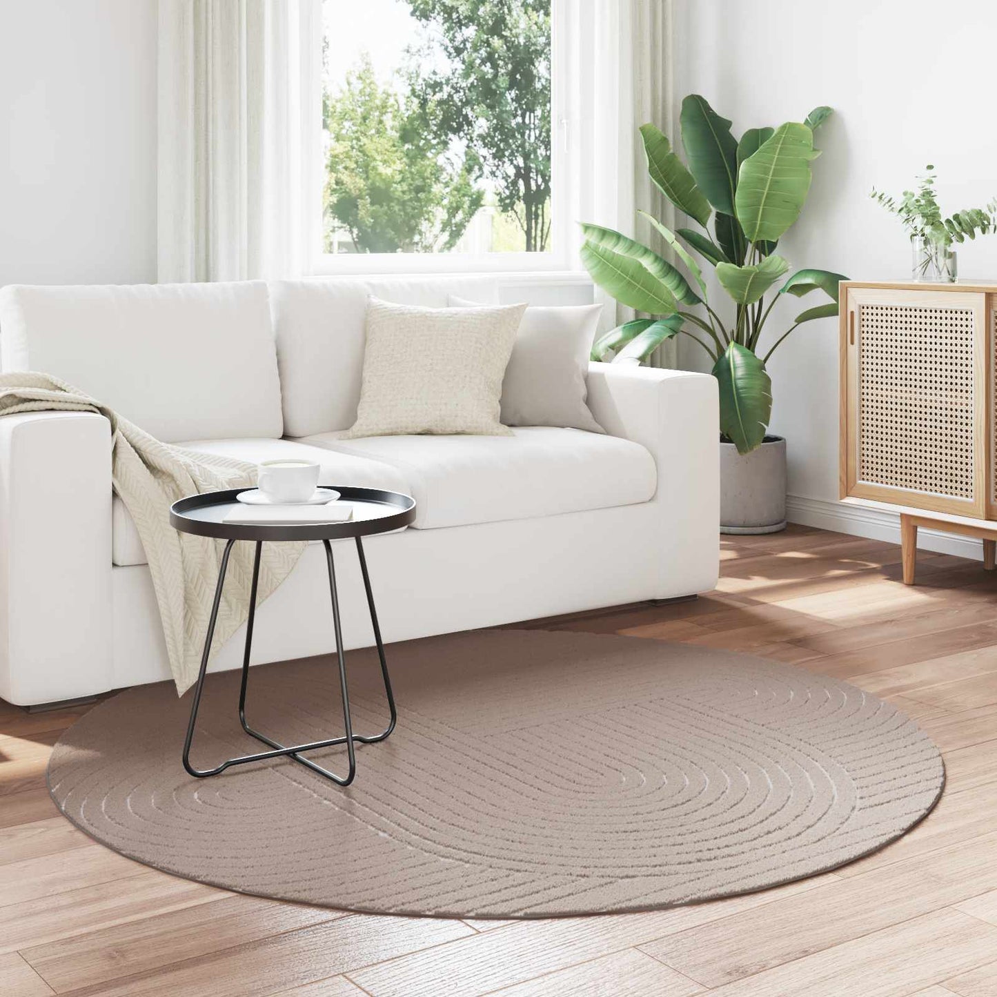 vidaXL Area Rugs Round PALMERAS Beige Ø 160 CM Polyester