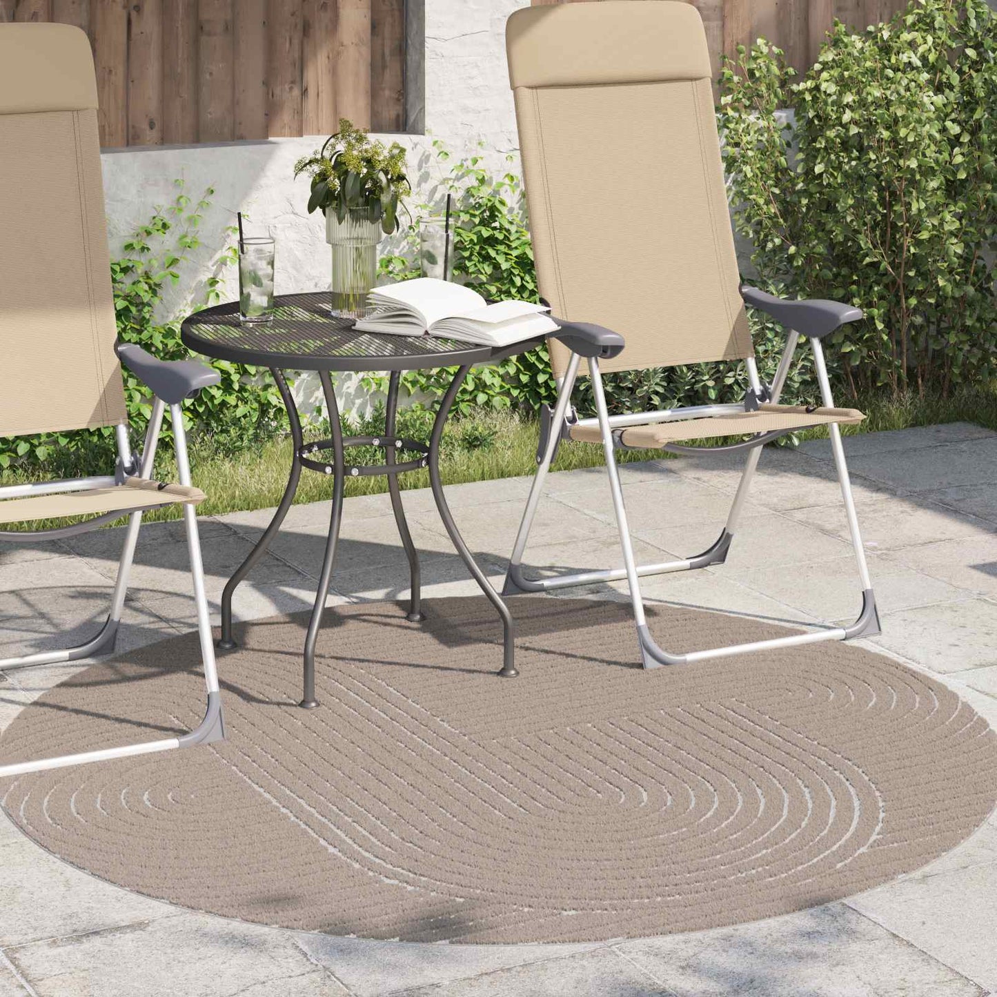 vidaXL Area Rugs Round PALMERAS Beige Ø 160 CM Polyester