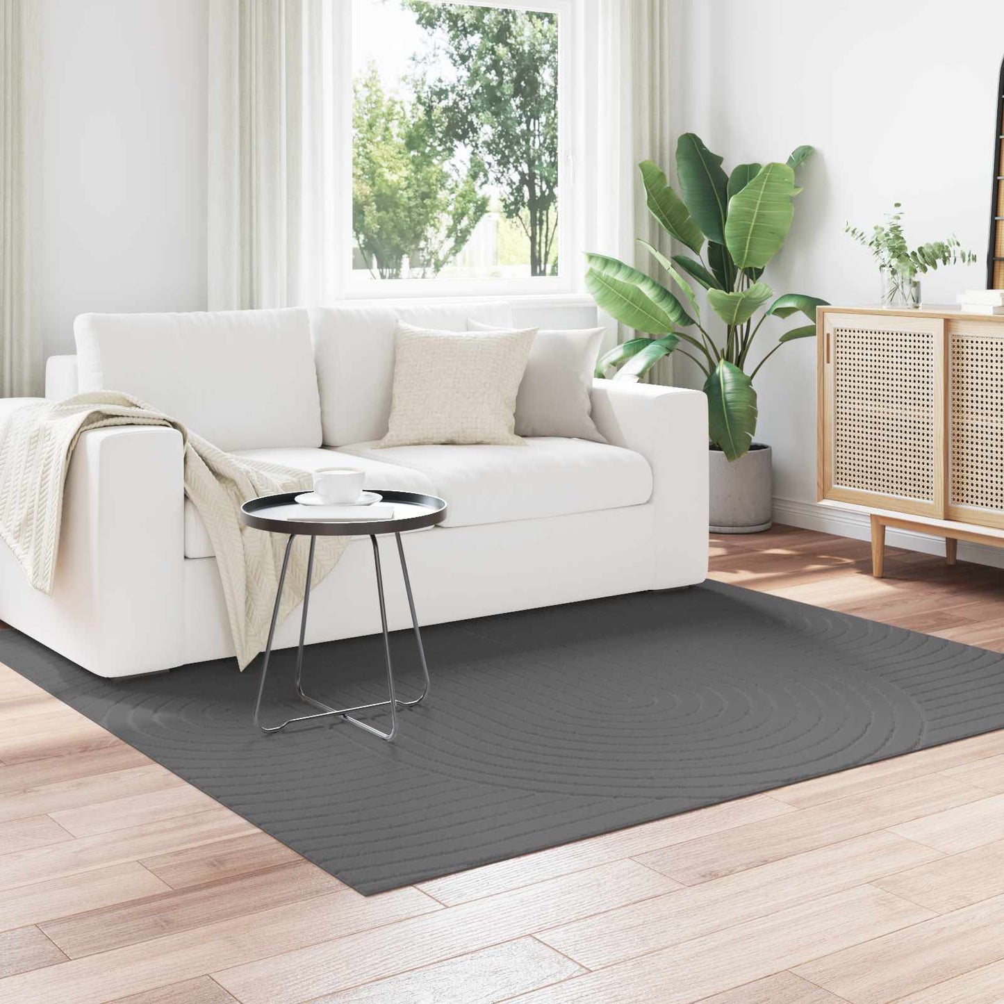 vidaXL Area Rugs Square PALMERAS Anthracite 120 x 120 cm Polyester