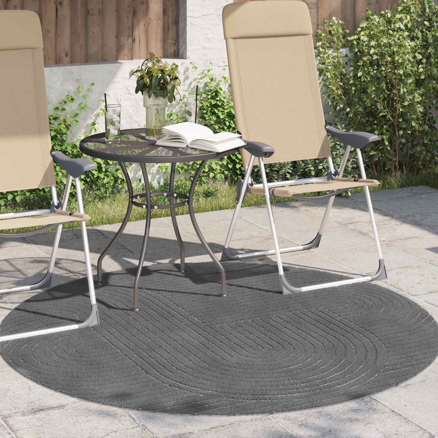 vidaXL Area Rugs Round PALMERAS Anthracite Ø 200 CM Polyester