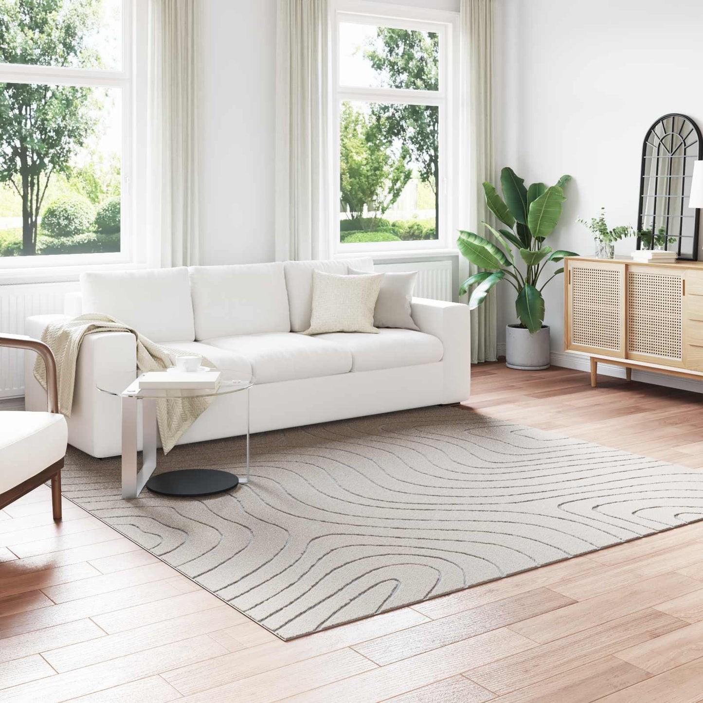 vidaXL Area Rugs Square PALMERAS Cream 240 x 240 cm Polyester