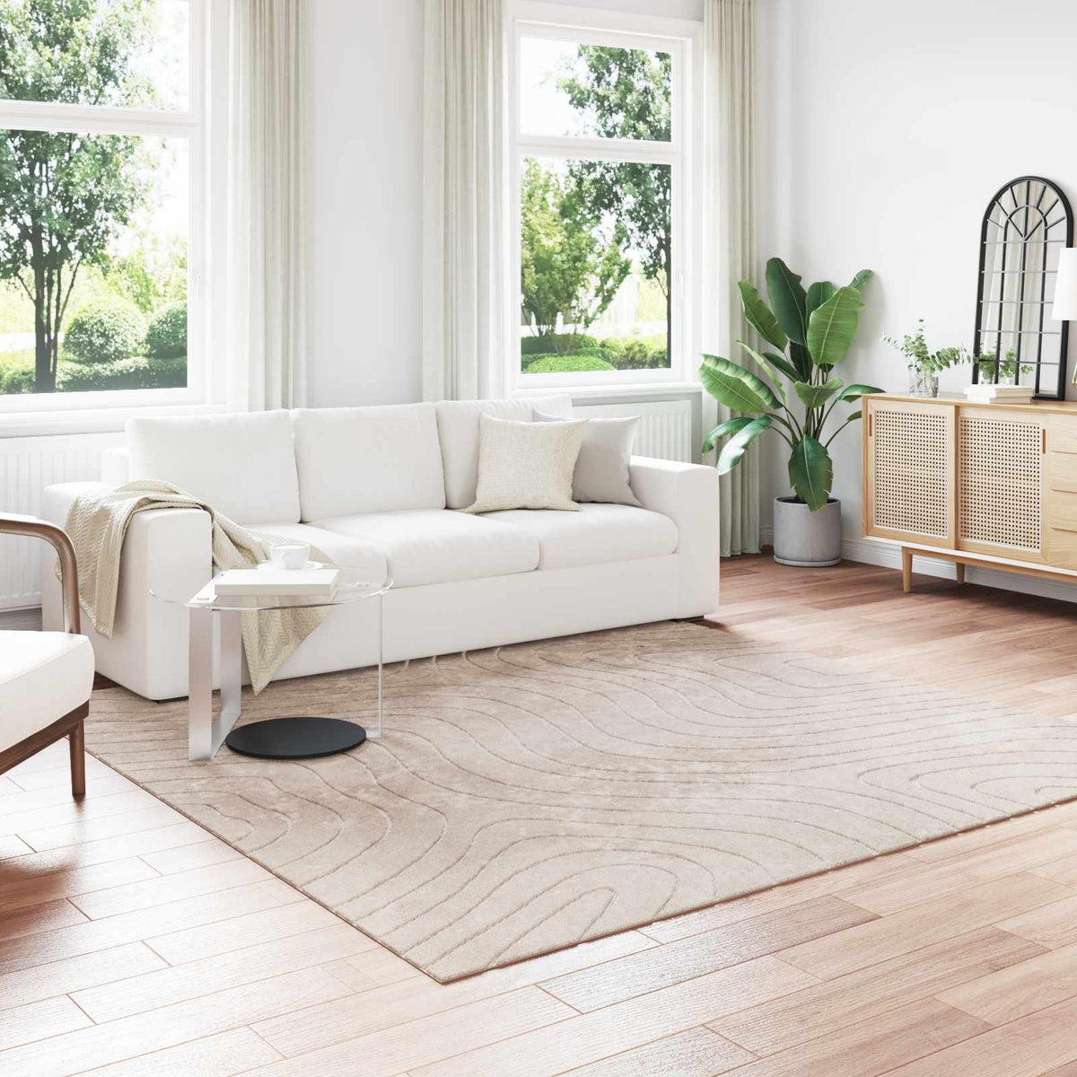 vidaXL Indoor and Outdoor Rug PALMERAS Beige 240 x 240 cm Polyester
