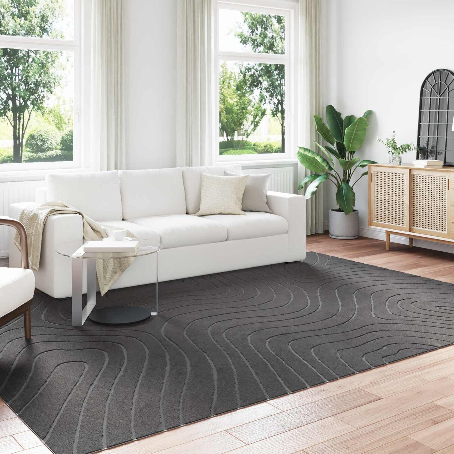vidaXL Area Rugs Rectangular PALMERAS Anthracite 340 x 240 cm