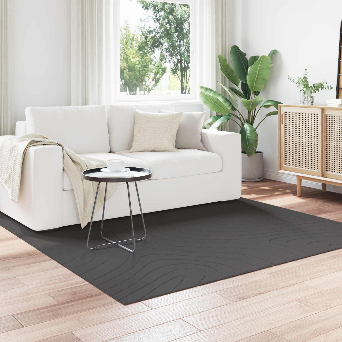 vidaXL Area Rugs Square PALMERAS Anthracite 120 x 120 cm Polyester