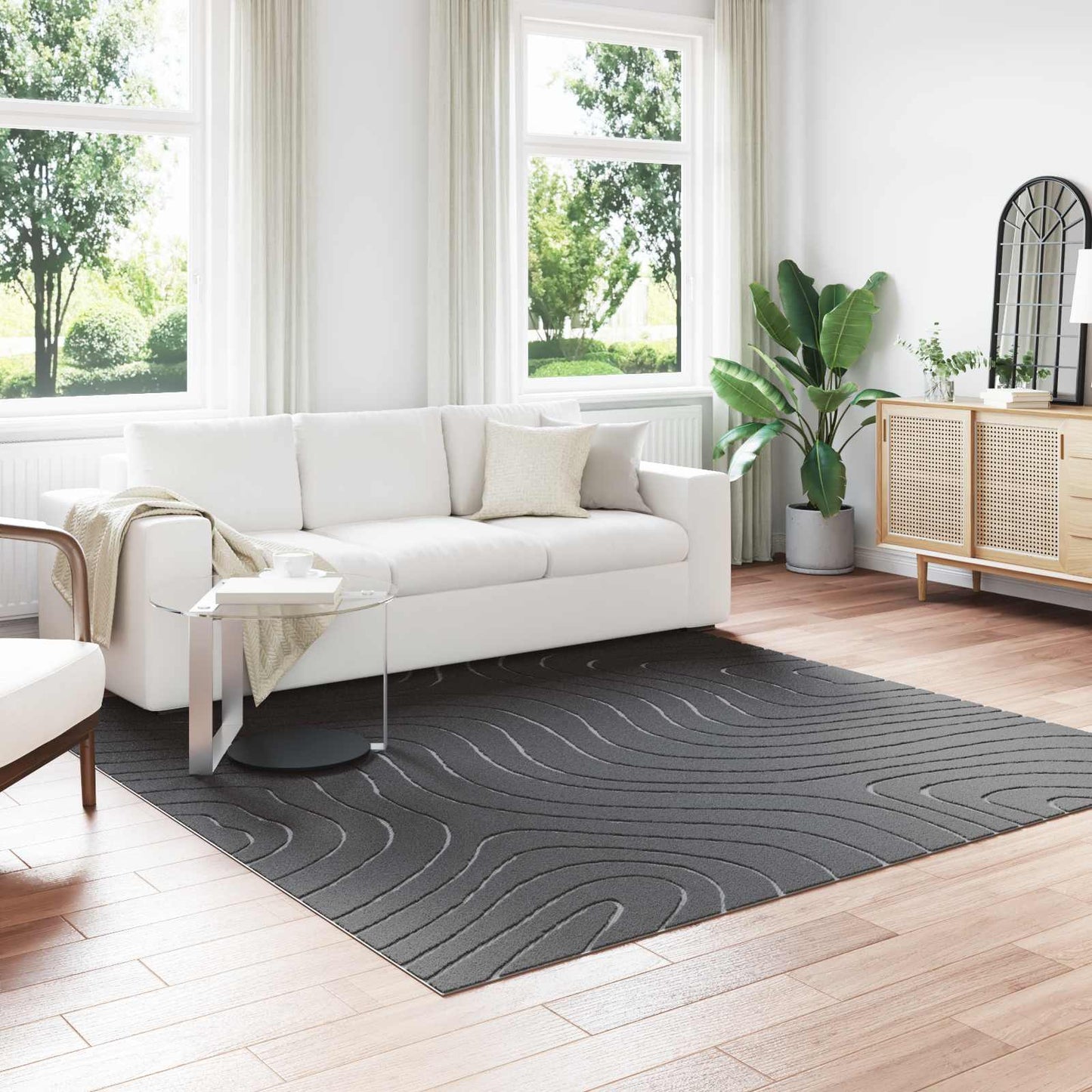 vidaXL Area Rugs Square PALMERAS Anthracite 240 x 240 cm Polyester