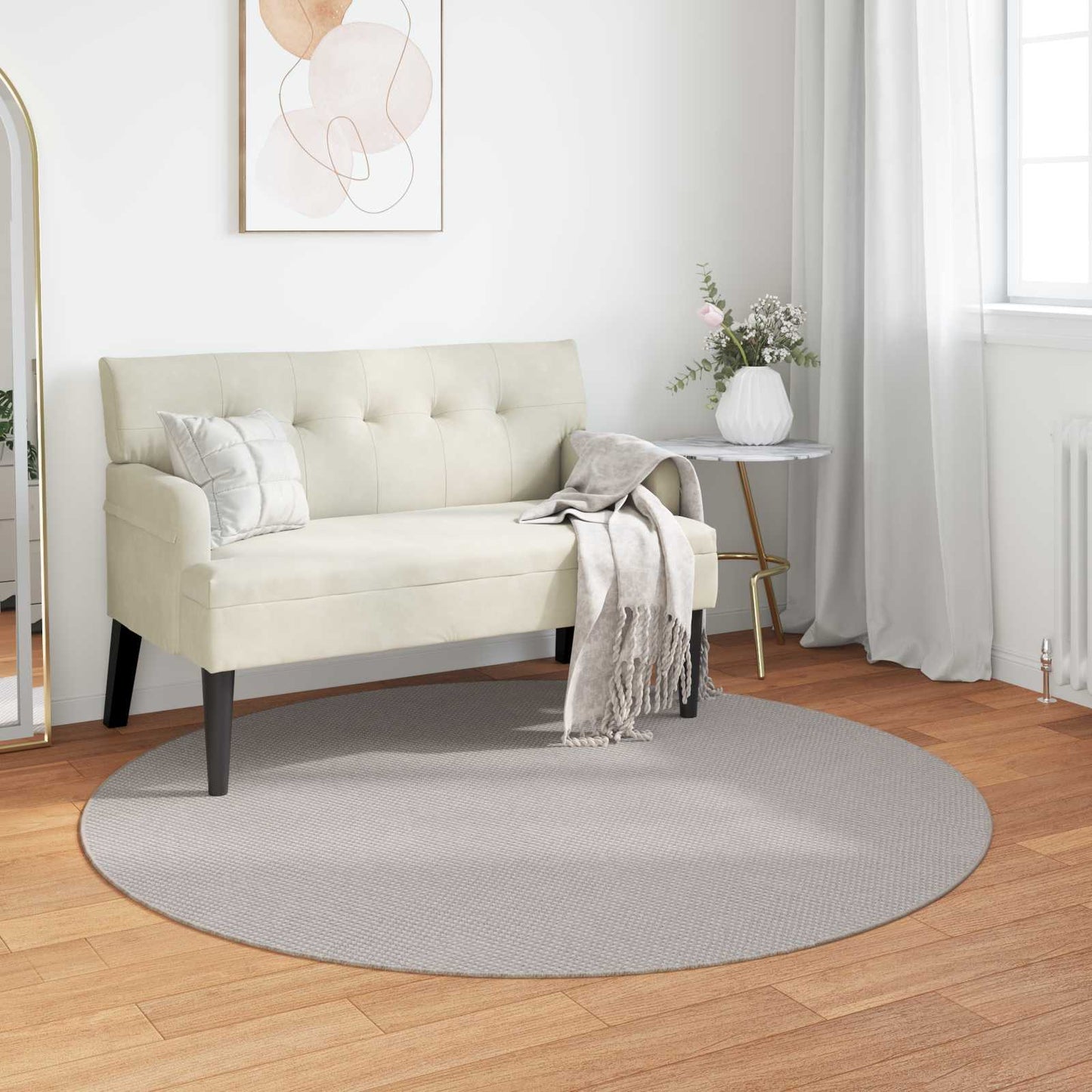 vidaXL Area Rugs Round LUGO Cream Ø 120 CM Polyester