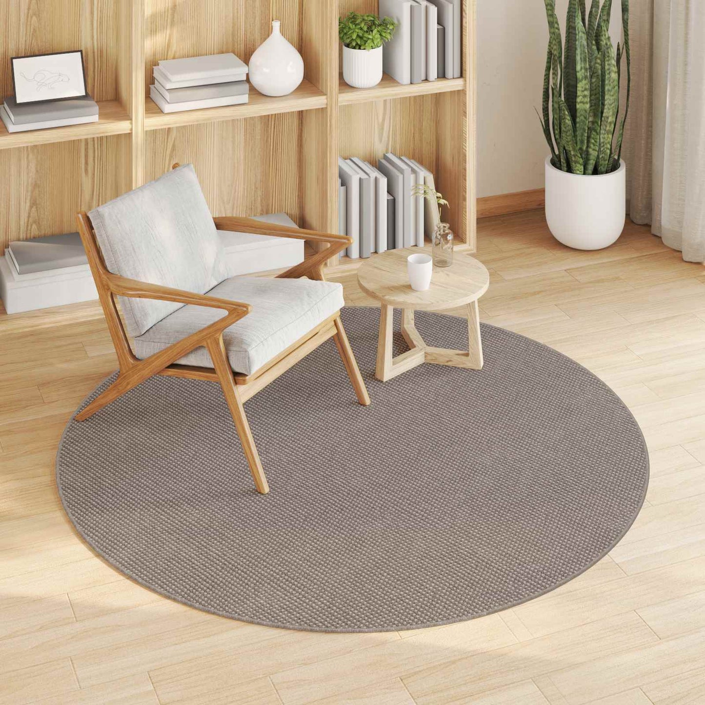 vidaXL Area Rugs Round LUGO Taupe Ø 160 CM Polyester