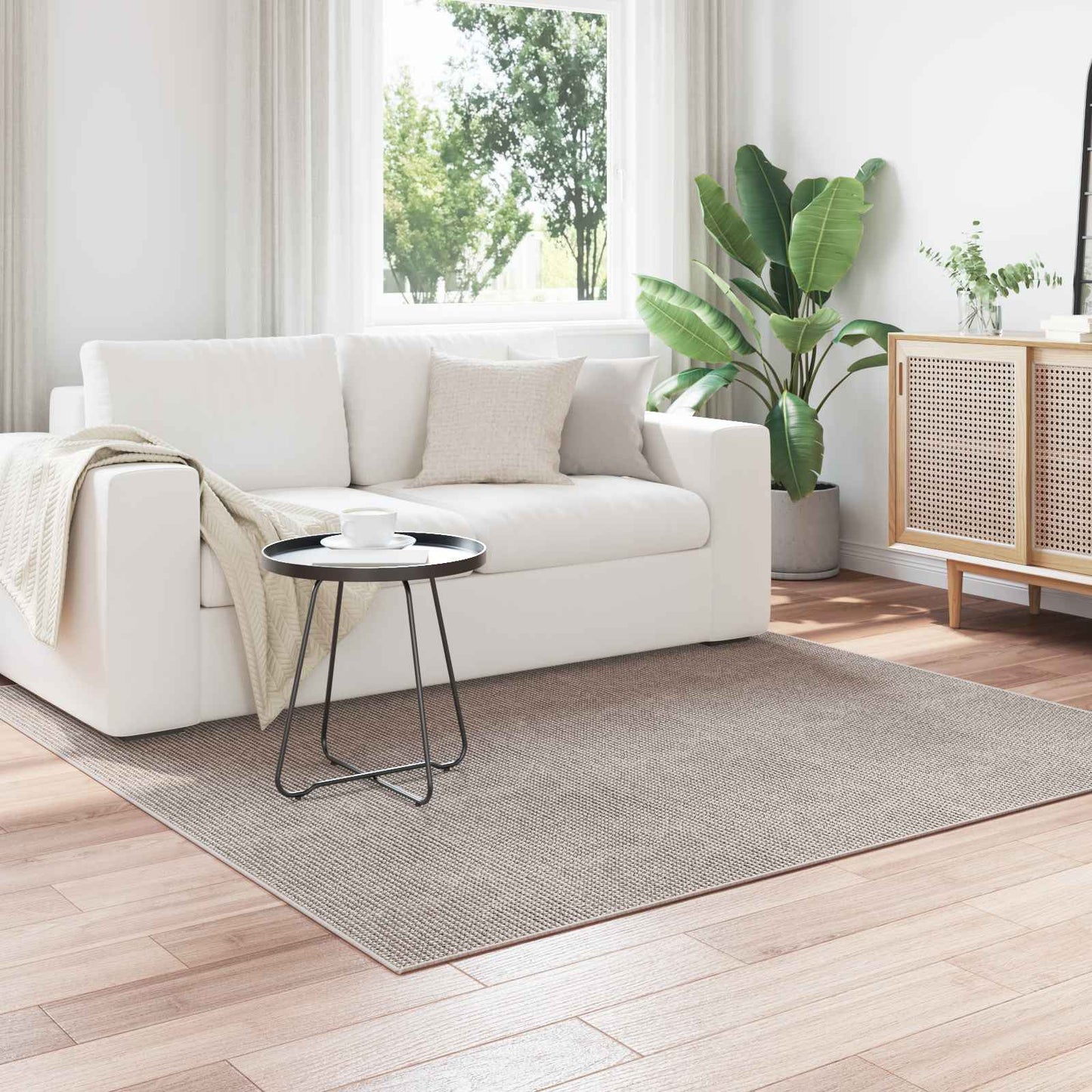 vidaXL Area Rugs Square LUGO Cream and Taupe 120 x 120 cm Polyester