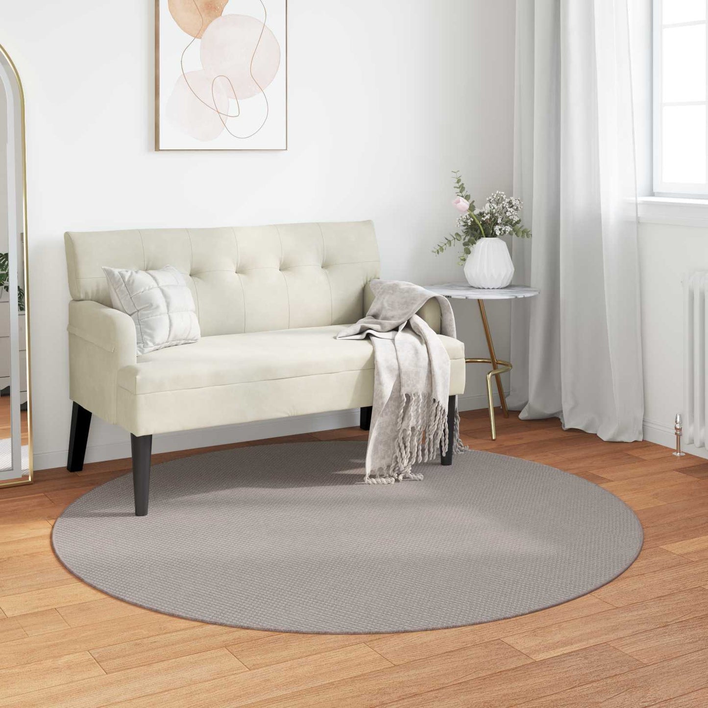 vidaXL Area Rugs Round LUGO Cream and Taupe Ø 200 CM Polyester