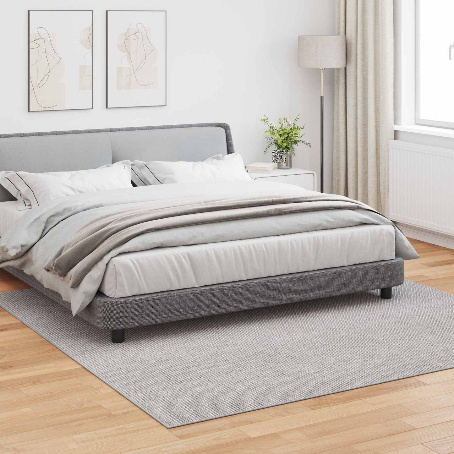 vidaXL Area Rugs Square LUGO Cream and Grey 240 x 240 cm Polyester