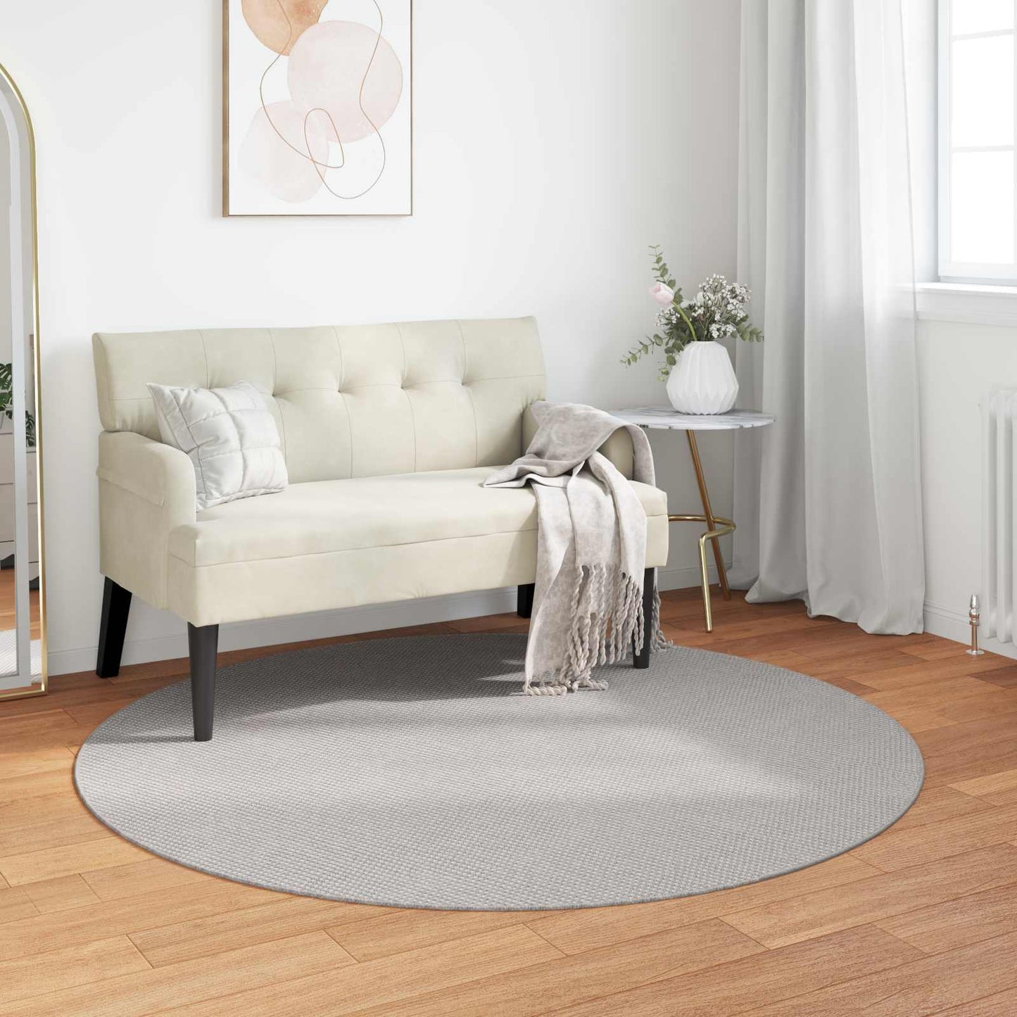 vidaXL Area Rugs Round LUGO Cream and Grey Ø 200 CM Polyester