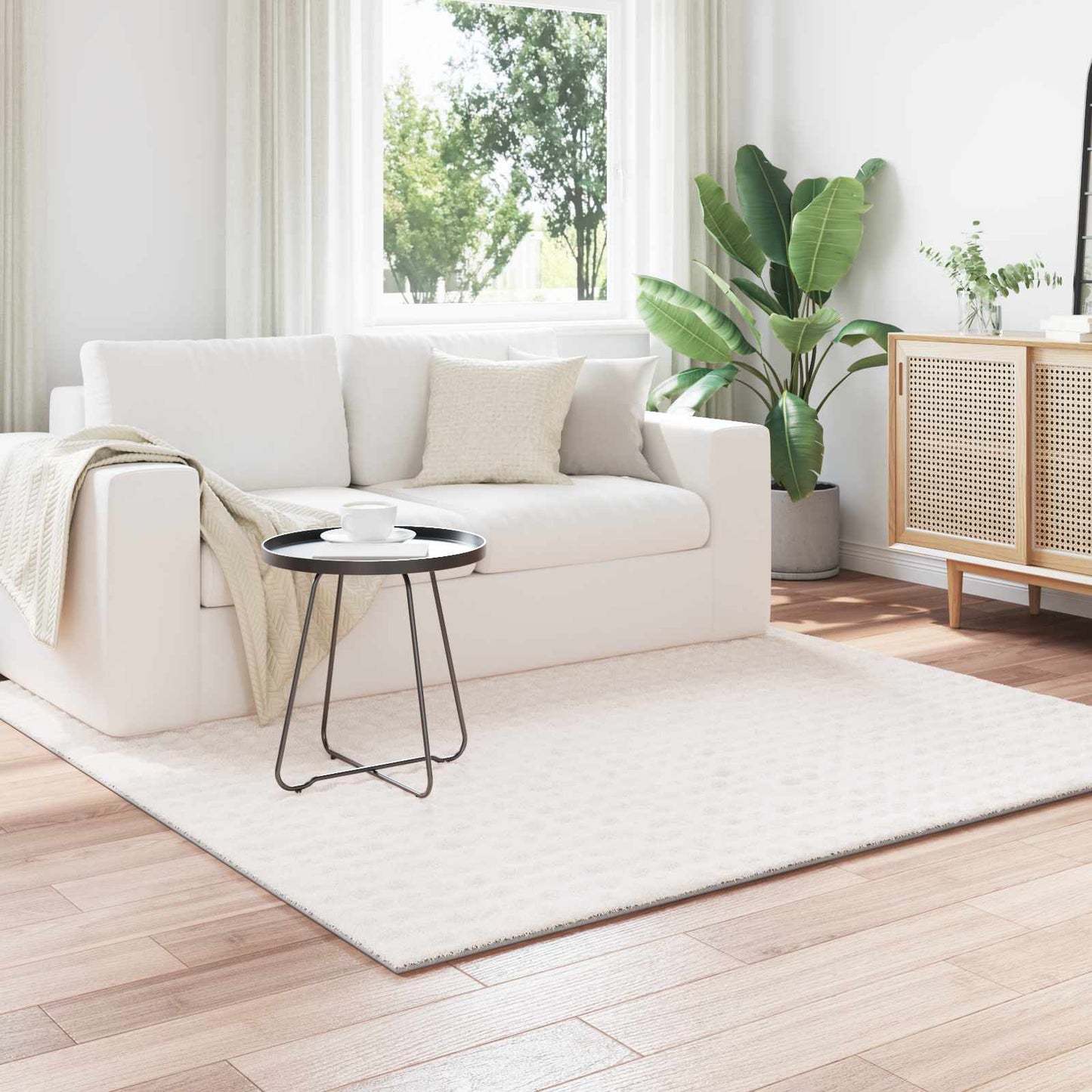 vidaXL Area Rugs Square SIROLO Cream 240 x 240 cm Polyester