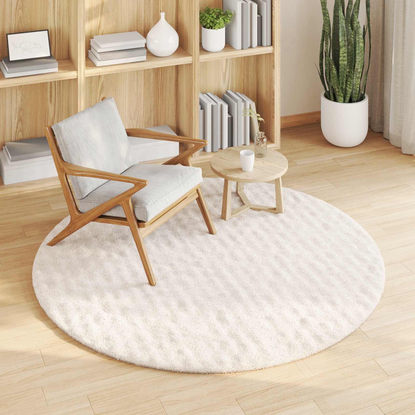 vidaXL Area Rugs Round SIROLO Cream Ø 160 CM Polyester