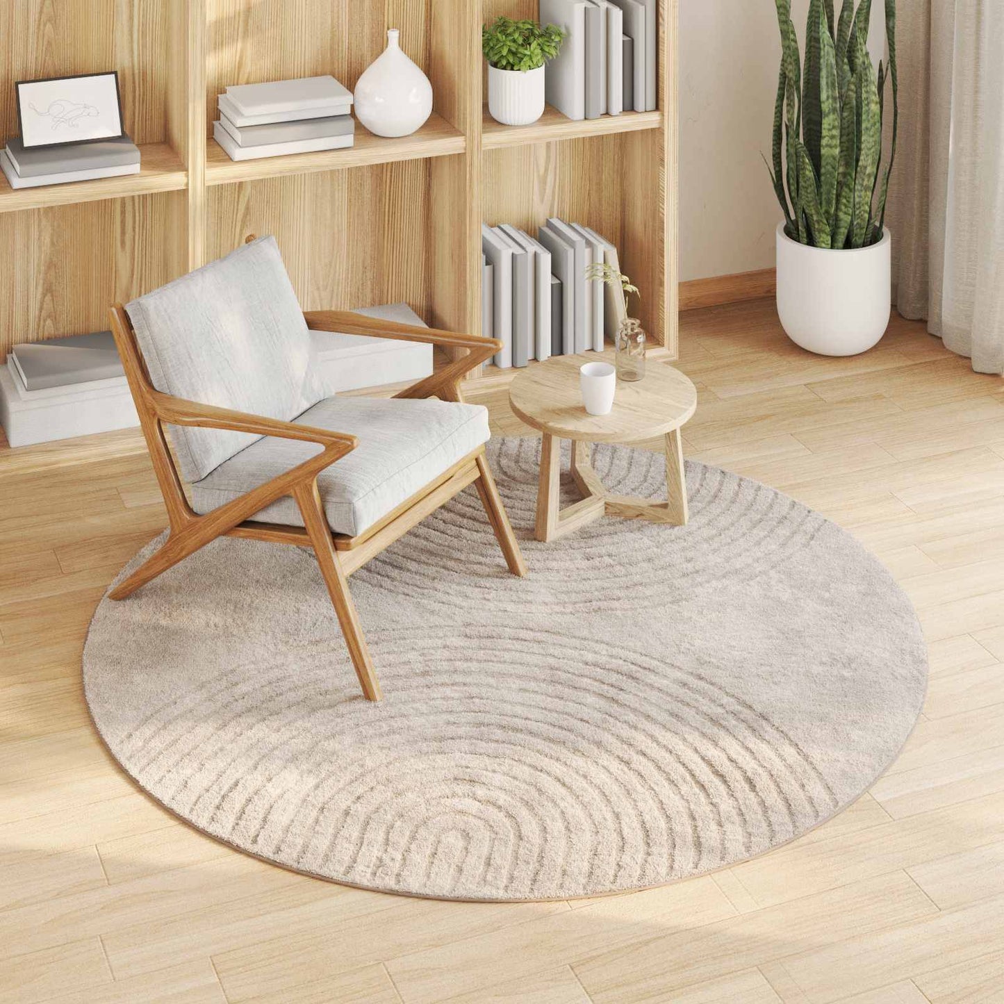 vidaXL Area Rugs Round GALATI Beige Ø 160 CM Polyester
