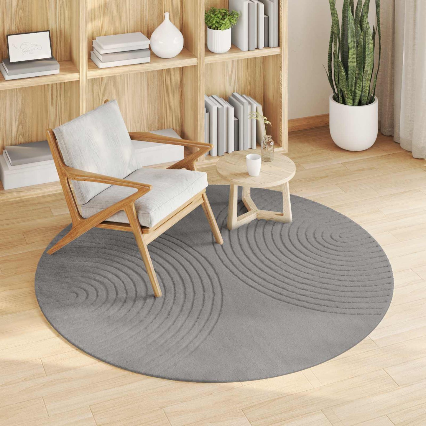 vidaXL Area Rugs Round GALATI Grey Ø 120 CM Polyester