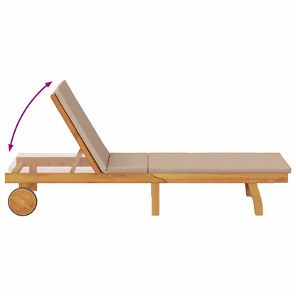 vidaXL Sun Lounger Reclining with Cushion Taupe Solid Acacia Wood
