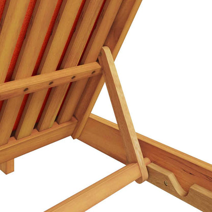 vidaXL Sun Lounger Reclining with Cushion Red Solid Acacia Wood