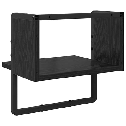 vidaXL Wall Shelf with Shelf Black Oak 30 x 25 x 30 cm Engineered Wood