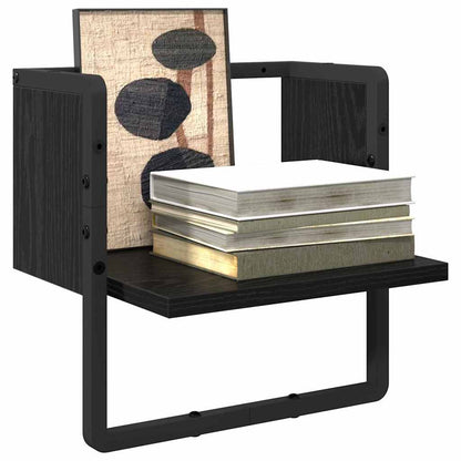vidaXL Wall Shelf with Shelf Black Oak 30 x 25 x 30 cm Engineered Wood