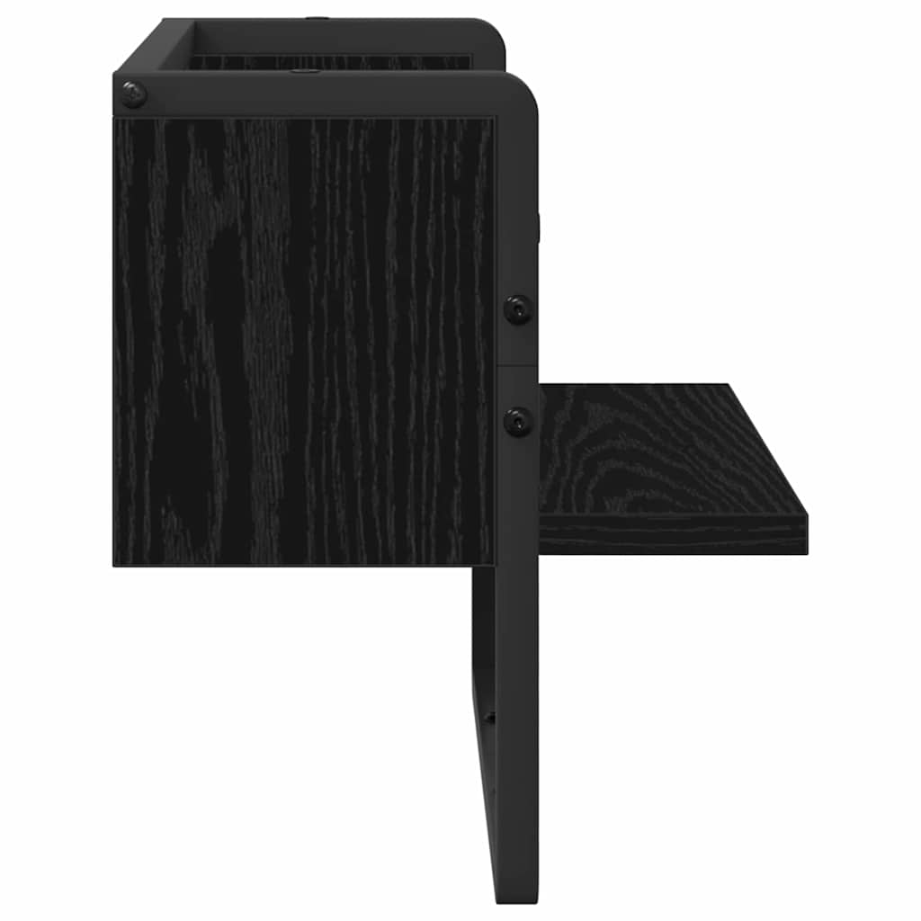 vidaXL Wall Shelf with Shelf Black Oak 30 x 25 x 30 cm Engineered Wood