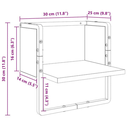 vidaXL Wall Shelf with Shelf Black Oak 30 x 25 x 30 cm Engineered Wood