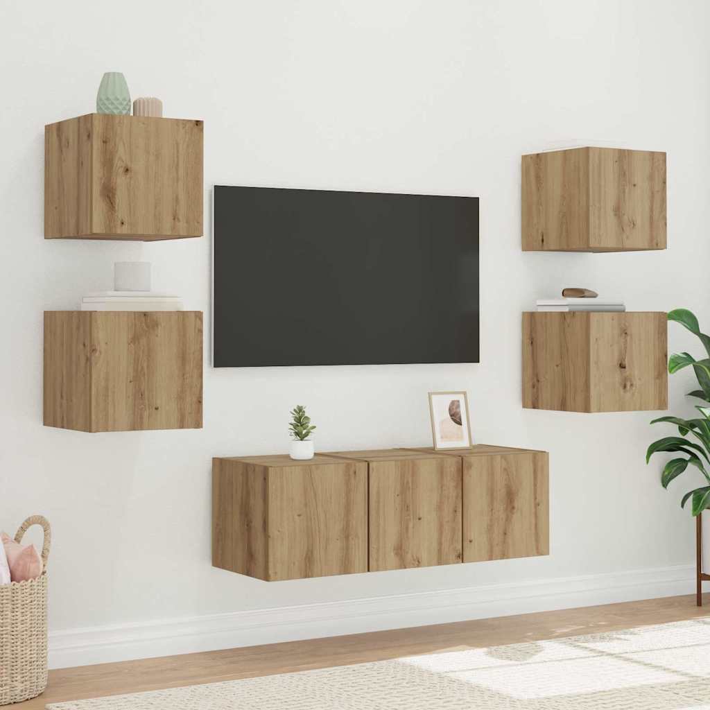 vidaXL TV Wall Cabinet 30.5 x 35 x 30 cm Artisian Oak Engineered Wood