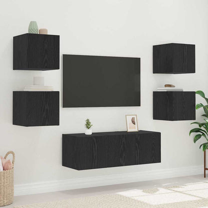 vidaXL TV Wall Cabinet Black Oak 30.5 x 35 x 30 cm Engineered Wood