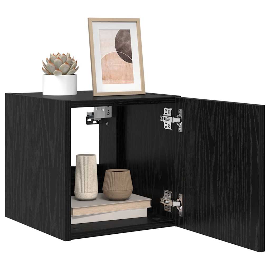 vidaXL TV Wall Cabinet Black Oak 30.5 x 35 x 30 cm Engineered Wood