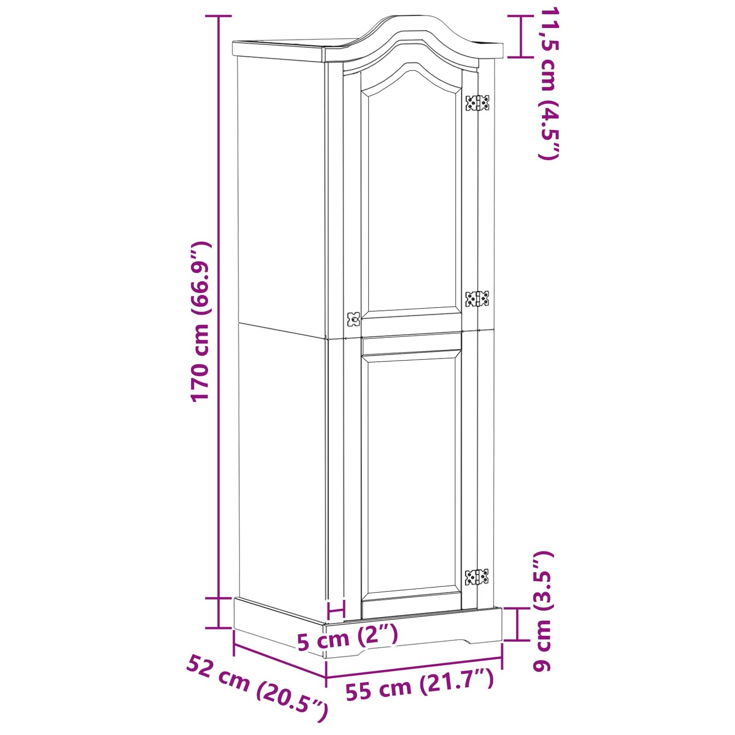vidaXL Wardrobes with Shelf White 55 x 52 x 170 cm Solid Pine Wood