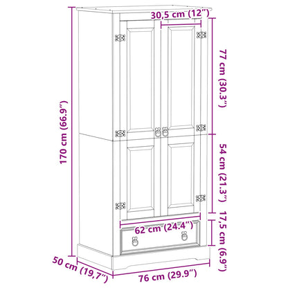vidaXL Wardrobes with Drawer White 76 x 50 x 170 cm Solid Pine Wood