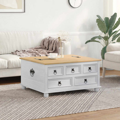 vidaXL Storage box with Drawer White 90 x78 x 45 cm Solid Pine Wood