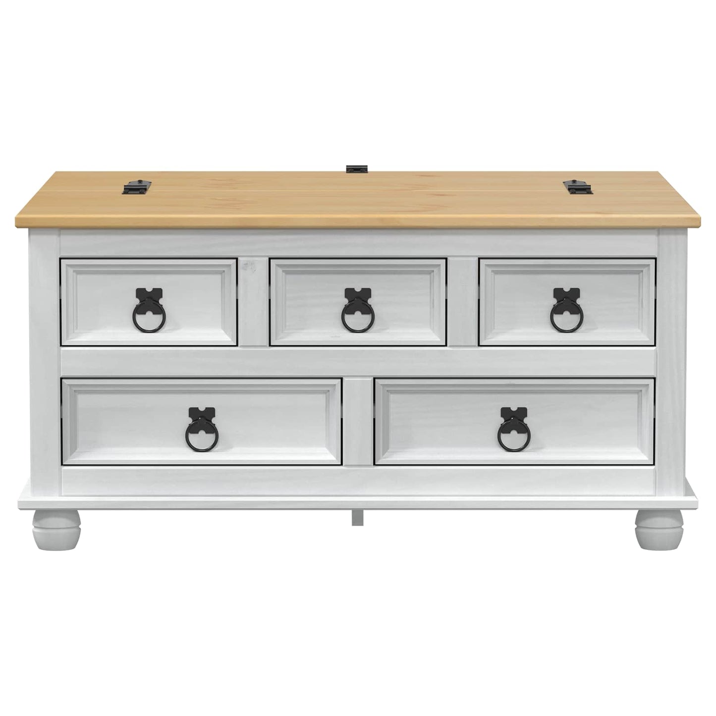 vidaXL Storage box with Drawer White 90 x78 x 45 cm Solid Pine Wood