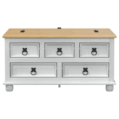 vidaXL Storage box with Drawer White 90 x78 x 45 cm Solid Pine Wood