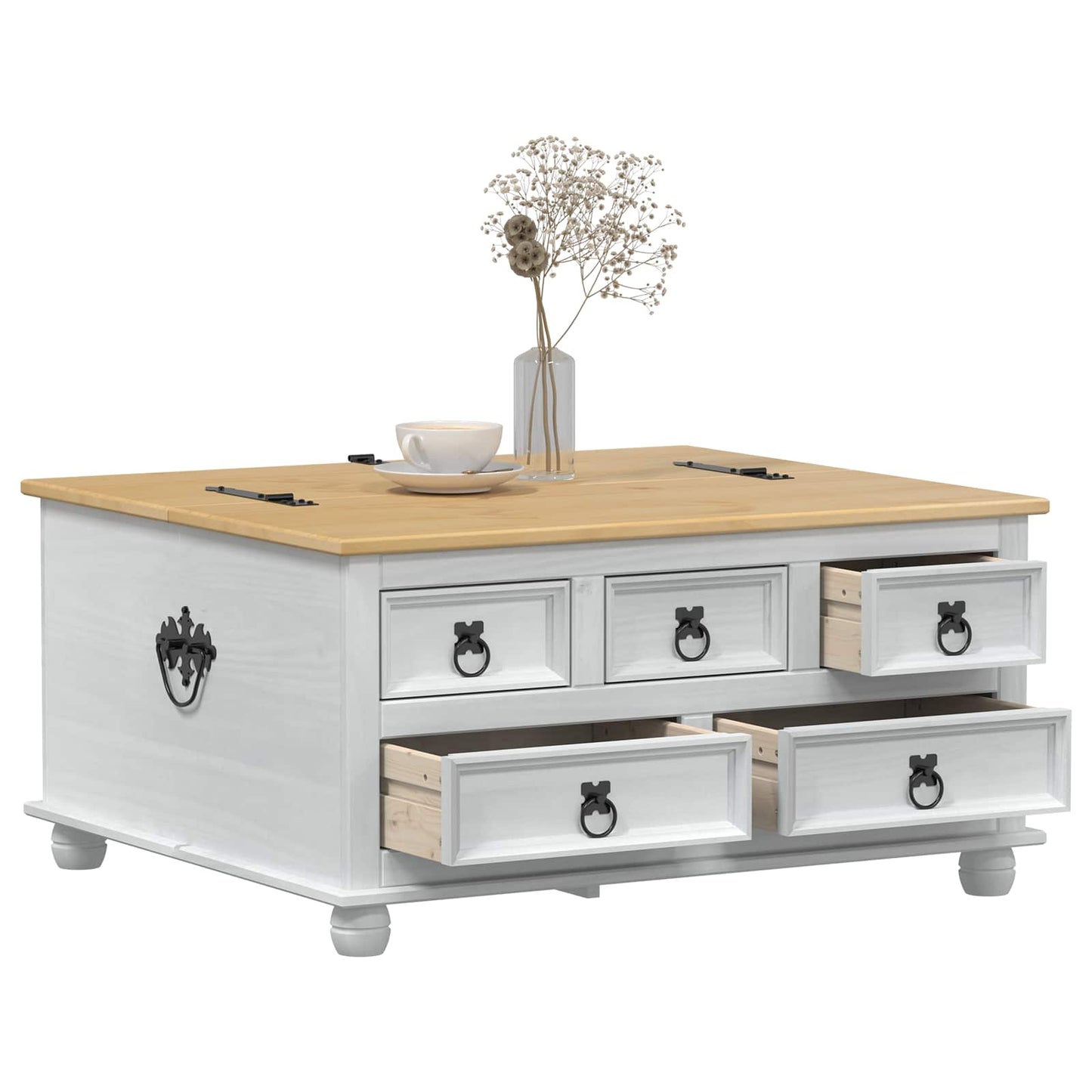 vidaXL Storage box with Drawer White 90 x78 x 45 cm Solid Pine Wood
