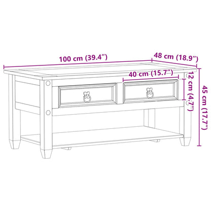 vidaXL Coffee Table with Drawer White 100 x 48 x 45 cm Solid Pine Wood