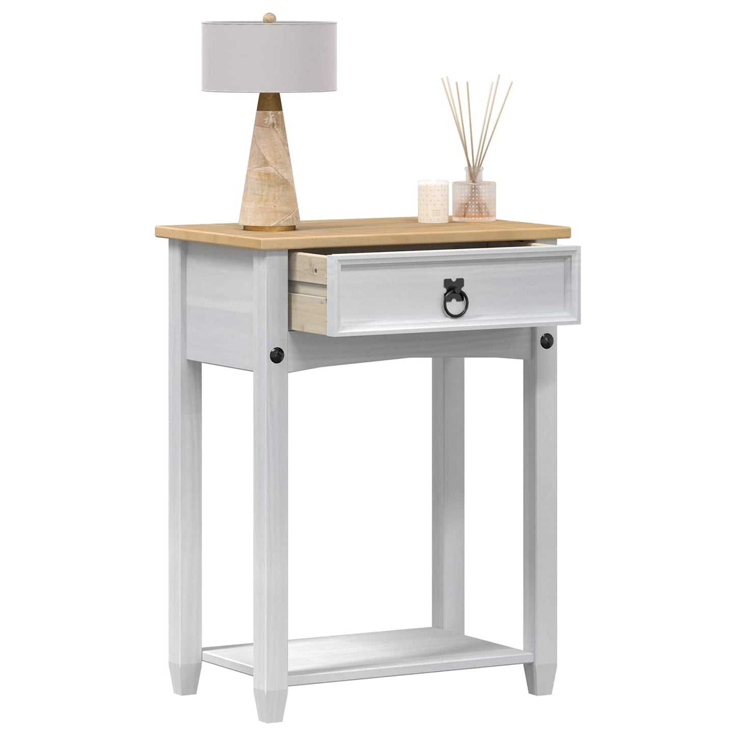 vidaXL Console table White 55 x 35 x 73 cm Solid Pine Wood