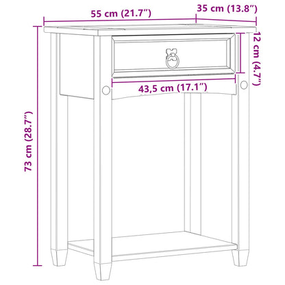 vidaXL Console table White 55 x 35 x 73 cm Solid Pine Wood