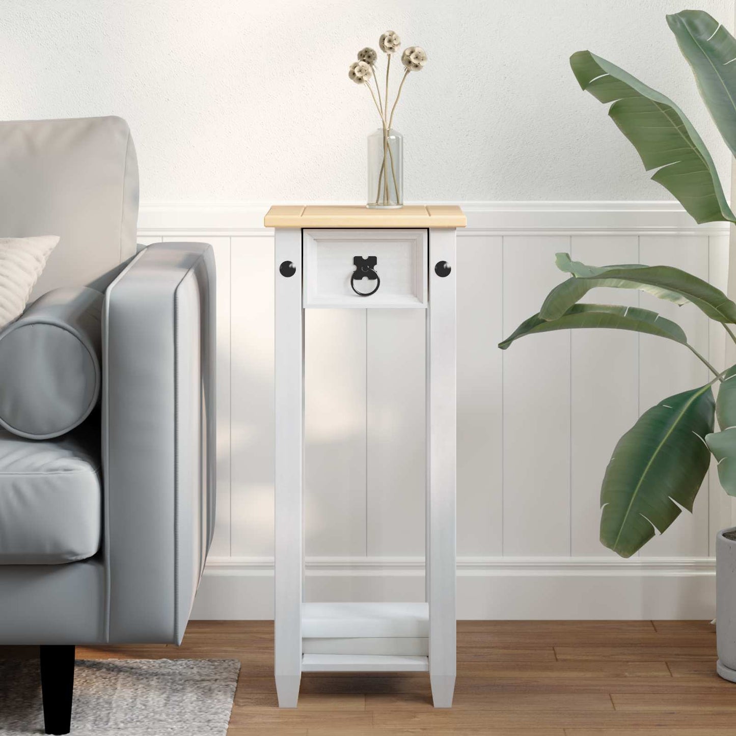 vidaXL Plant Stand White 30 x 30x 73 cm Solid Pine Wood