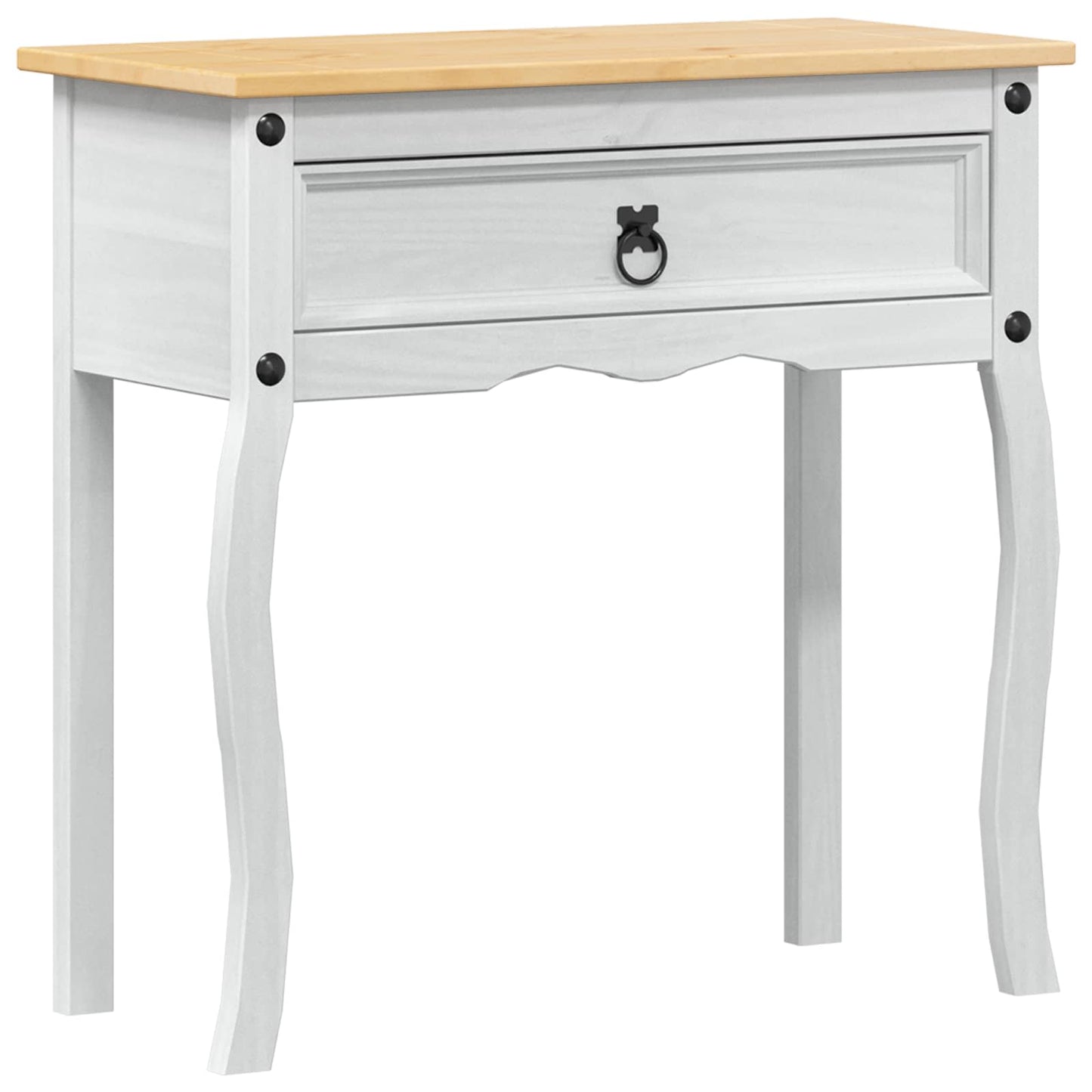 vidaXL Console table with Drawer White 73 x 35 x 73 cm Solid Pine Wood