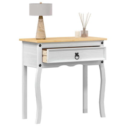 vidaXL Console table with Drawer White 73 x 35 x 73 cm Solid Pine Wood