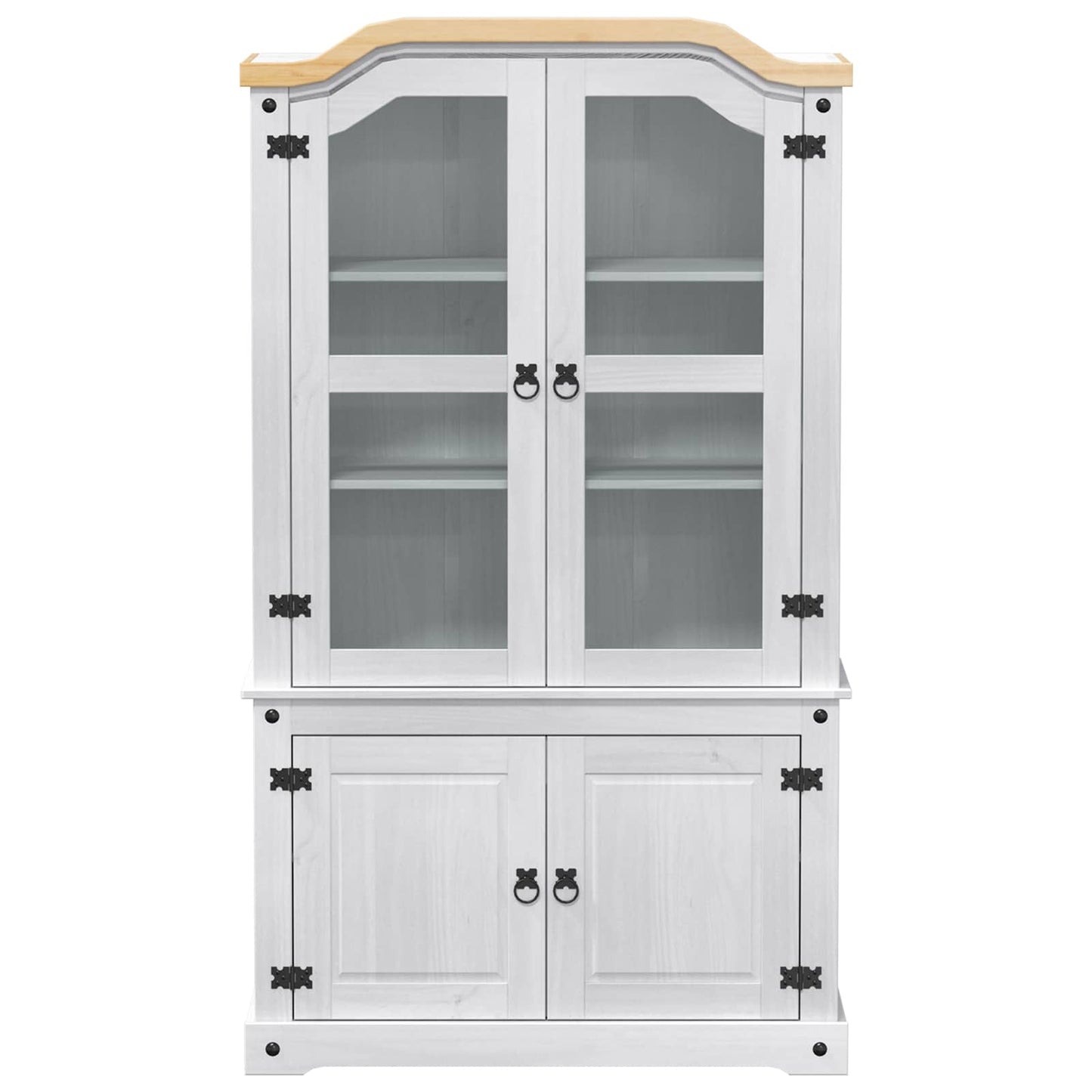 vidaXL Display Cabinet White 103.5 x 42 x 180 cm Solid Pine Wood