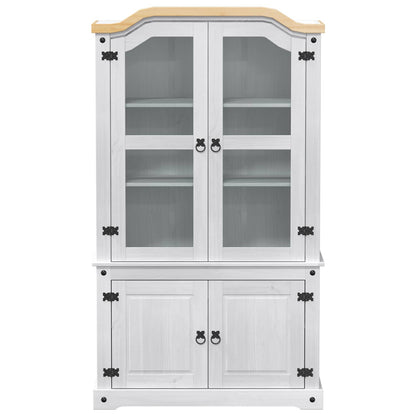 vidaXL Display Cabinet White 103.5 x 42 x 180 cm Solid Pine Wood