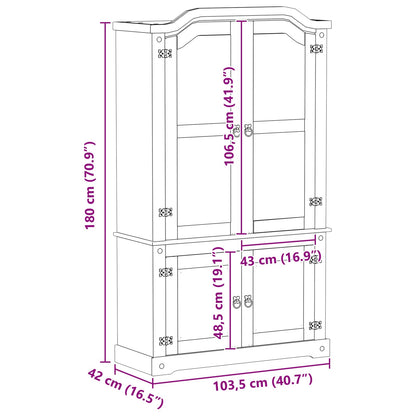 vidaXL Display Cabinet White 103.5 x 42 x 180 cm Solid Pine Wood