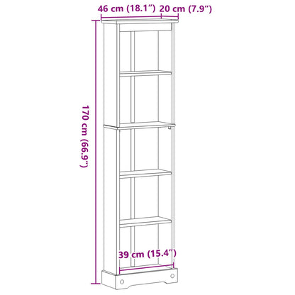 vidaXL Bookcase White 46 x 20 x 170 cm Solid Pine Wood