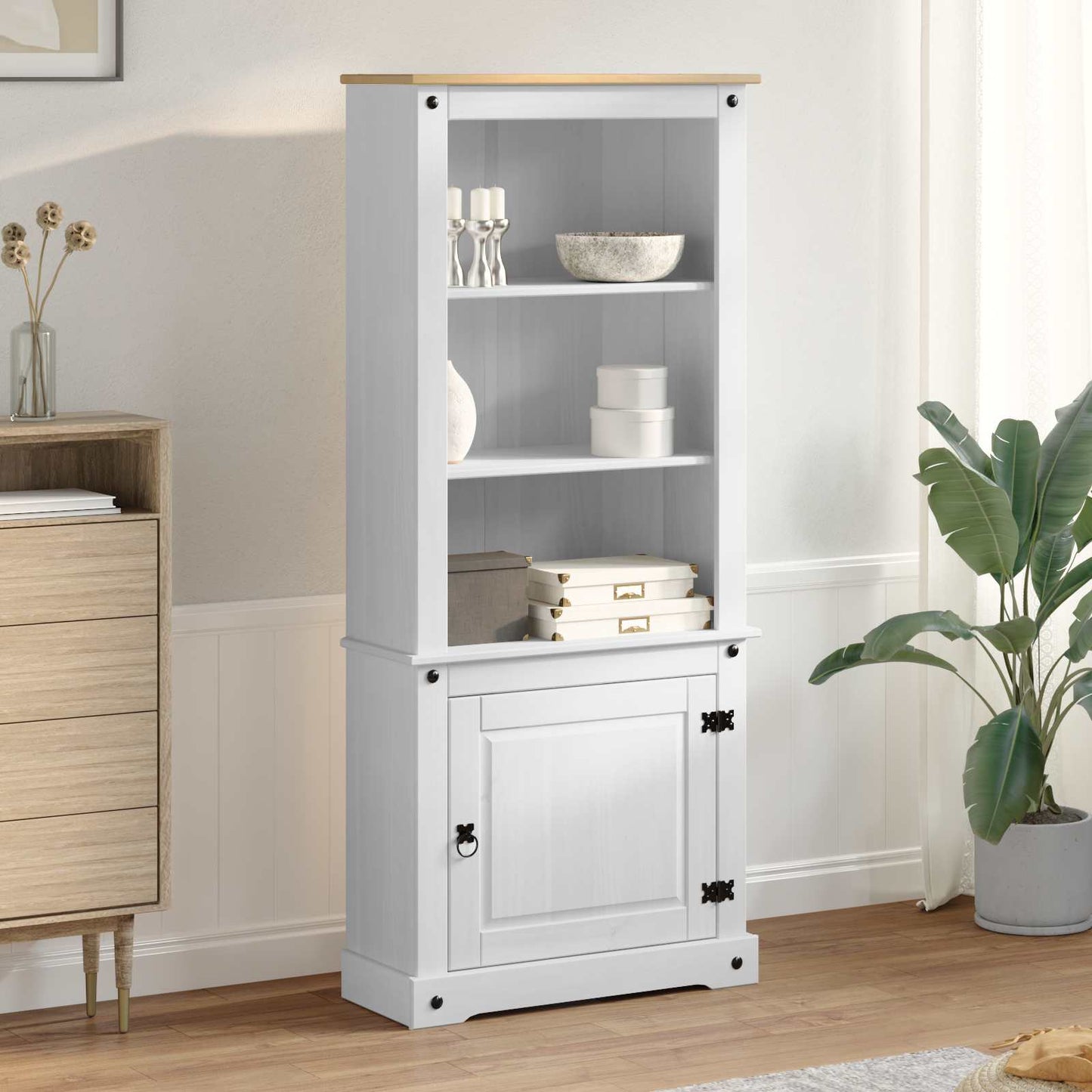 vidaXL Highboard White 74 x 38 x 170 cm Solid Pine Wood