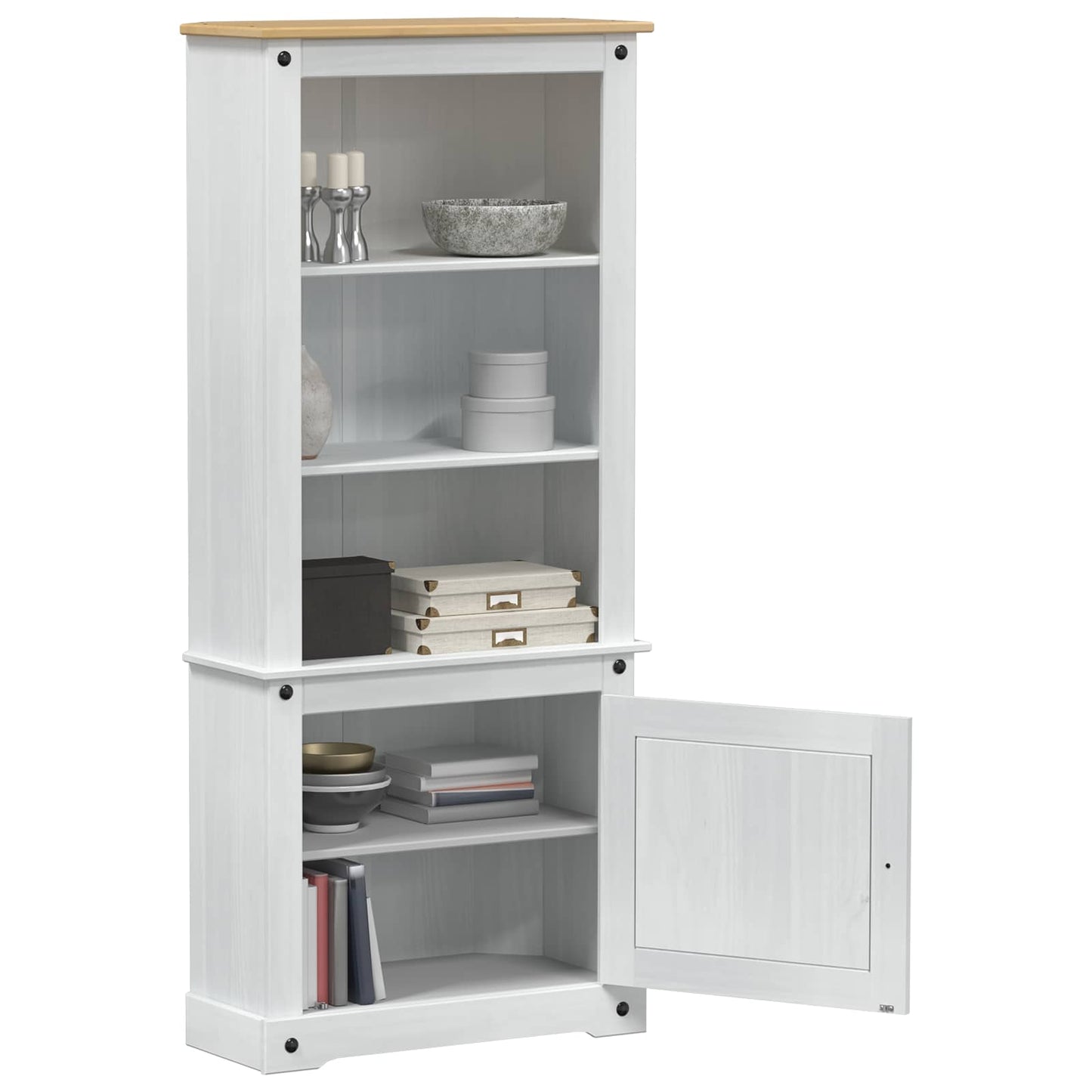 vidaXL Highboard White 74 x 38 x 170 cm Solid Pine Wood