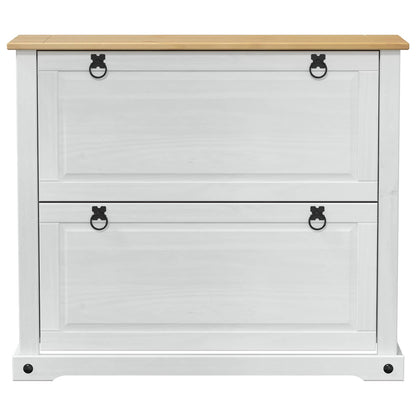 vidaXL Shoe Cabinet Corona White 99 x 32 x 85 cm Solid Pine Wood