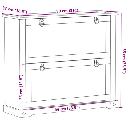 vidaXL Shoe Cabinet Corona White 99 x 32 x 85 cm Solid Pine Wood