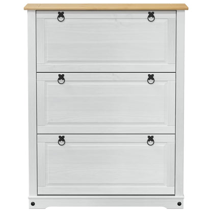 vidaXL Shoe Cabinet Corona White 99 x 32 x 122 cm Solid Pine Wood