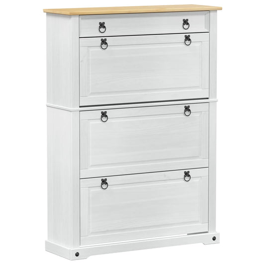 vidaXL Shoe Cabinet Corona White 99 x 32 x 138 cm Solid Pine Wood